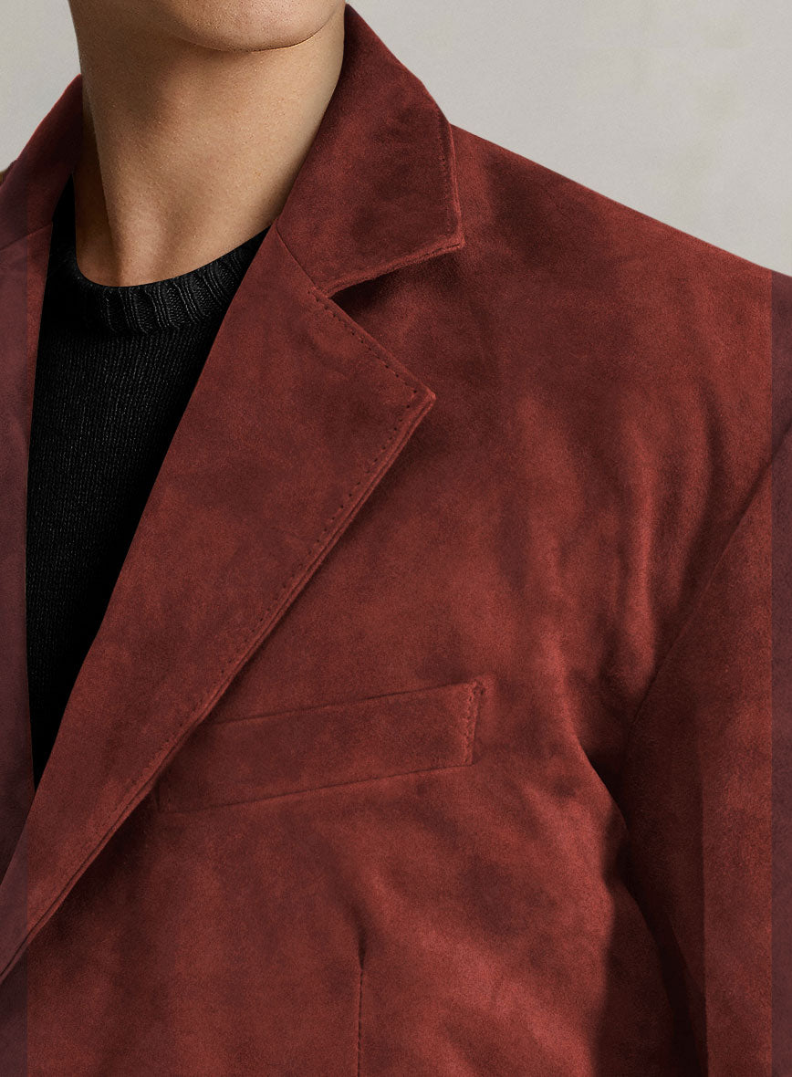 Burnt Red Suede Leather Blazer