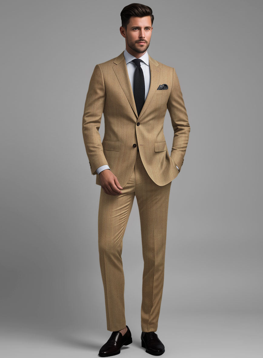 Caccioppoli Sun Dream Itodo Herringbone Wool Silk Suit