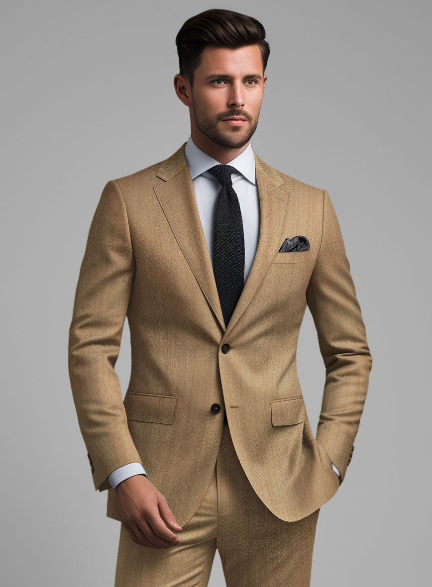 Caccioppoli Sun Dream Itodo Herringbone Wool Silk Suit