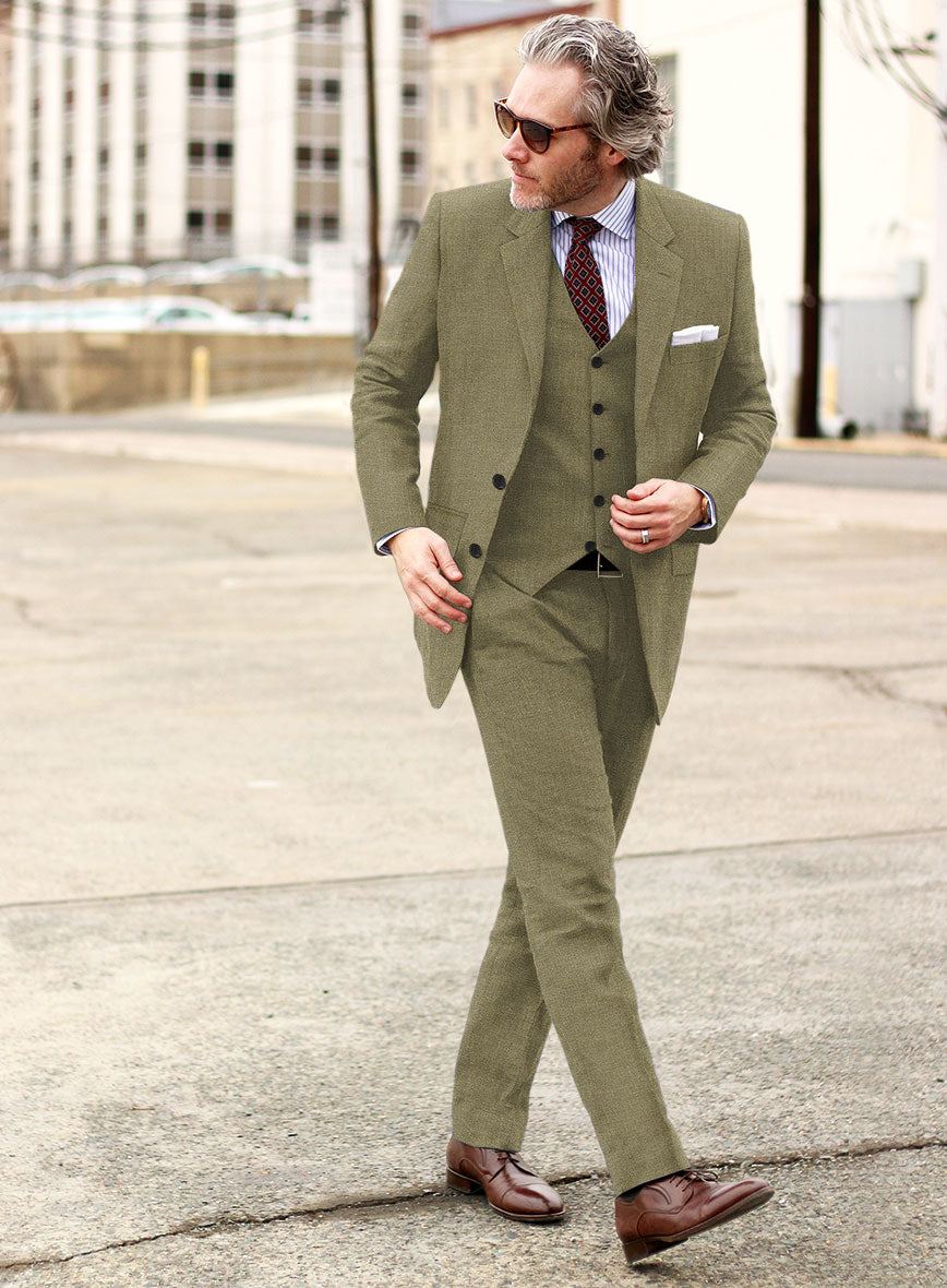 Campari Rustic Green Linen Suit