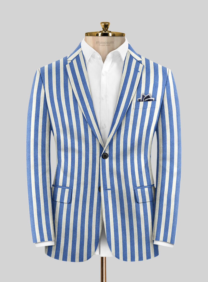 Candy Blue Stripe Lightweight Tweed Suit