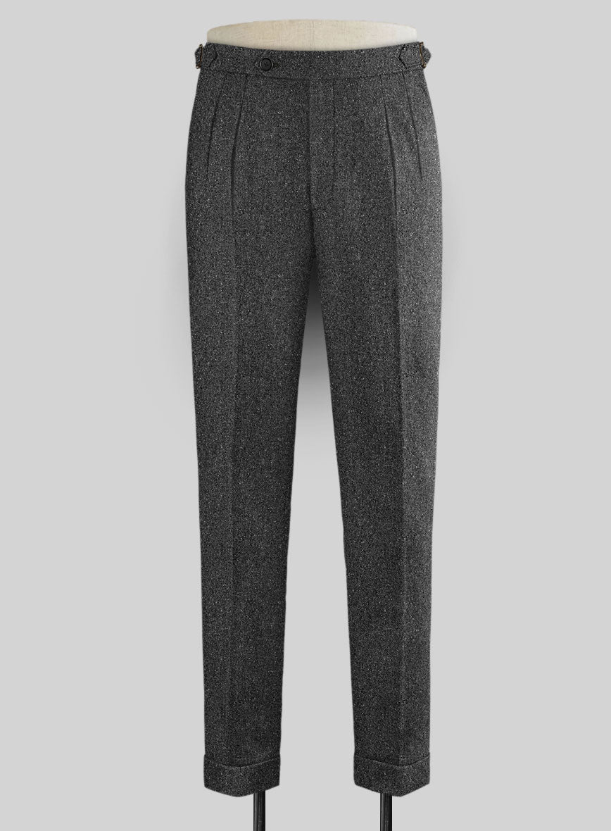 Charcoal Flecks Donegal Tweed Highland Trousers