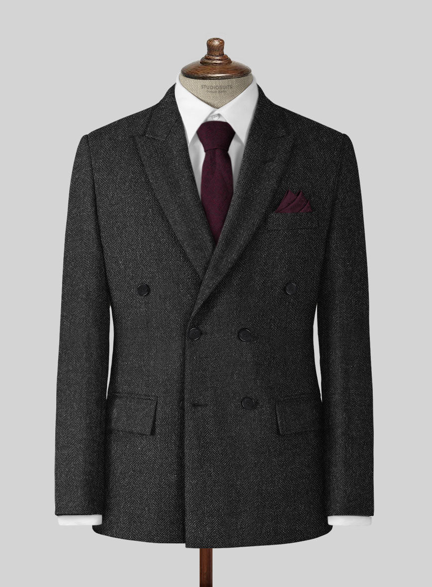 Charcoal Herringbone Tweed Jacket