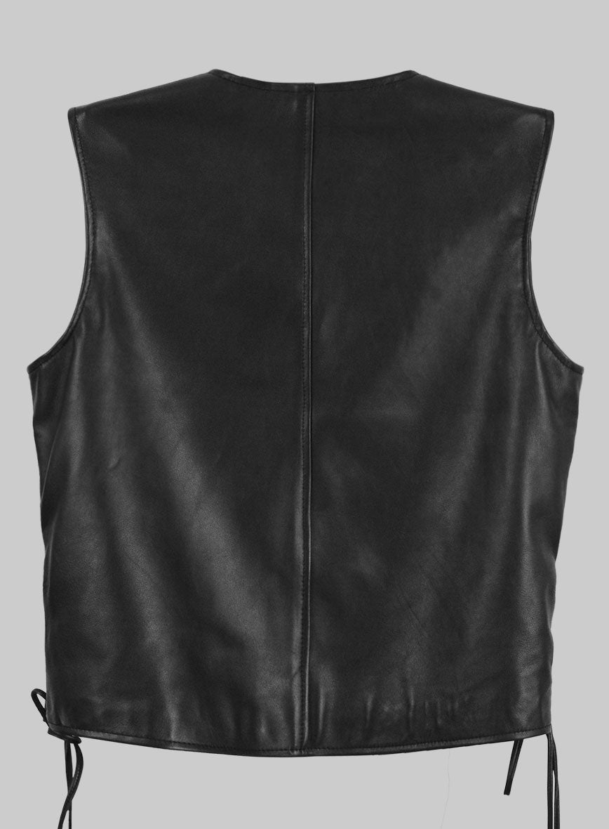 Classic Black Biker Leather Vest