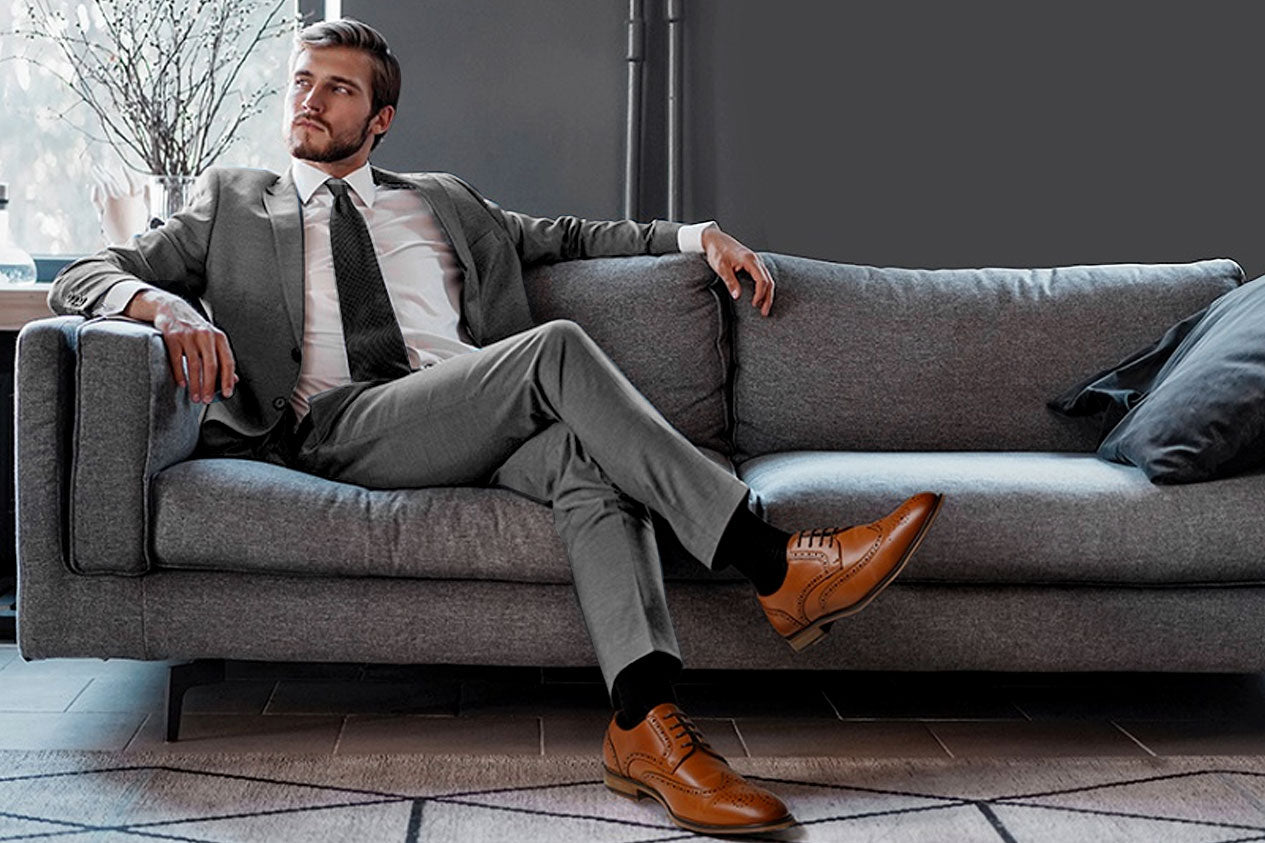 Grey Suit With Brown shoes