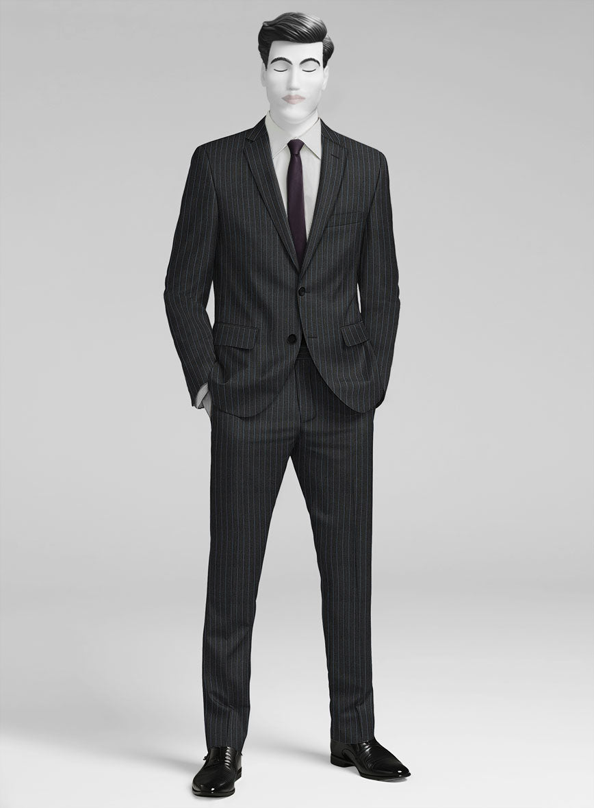 Napolean Abelino Stripe Black Wool Suit