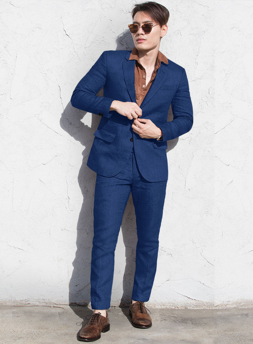 Solbiati Art Du Lin Cobalt Blue Linen Suit – StudioSuits