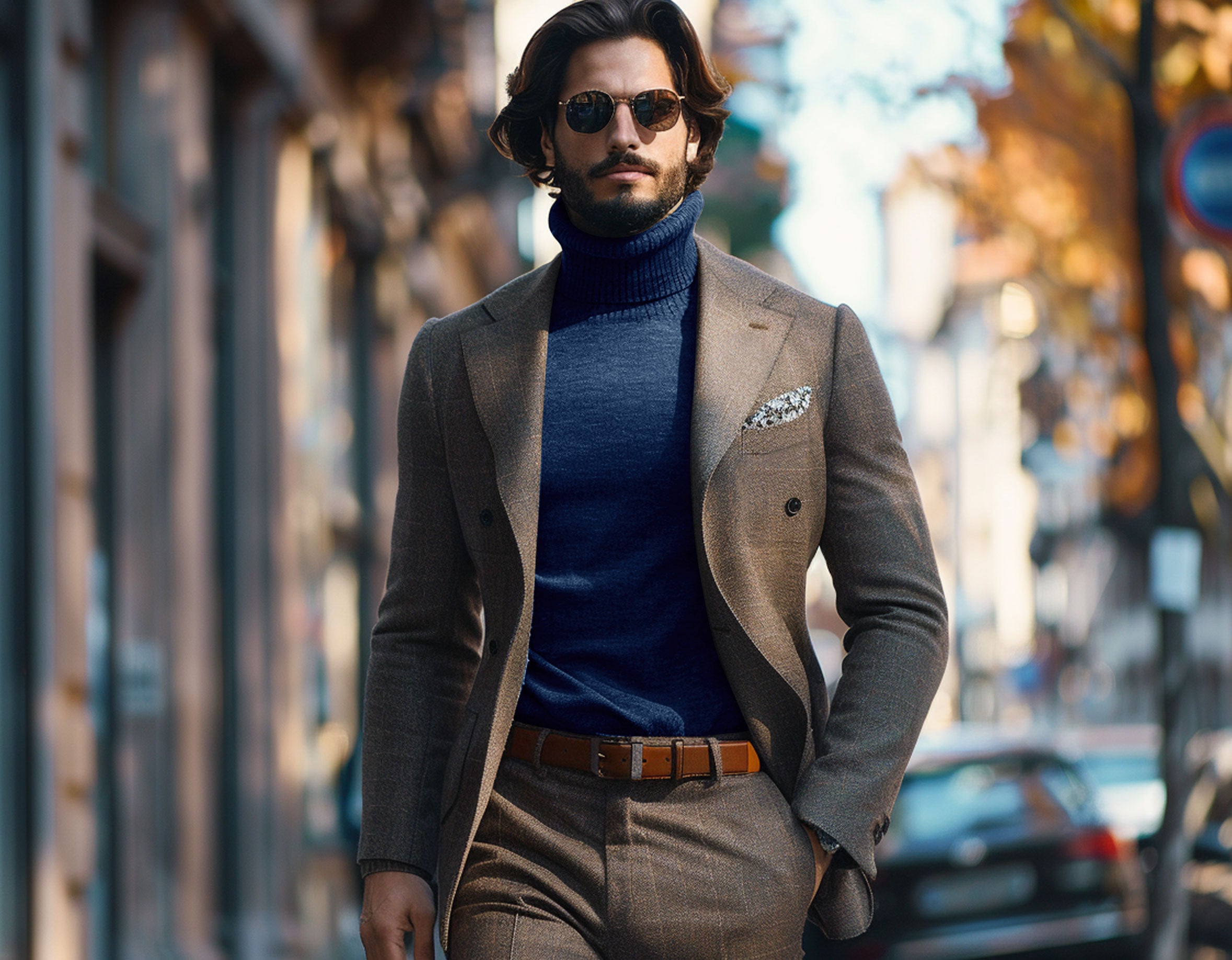suit with turtleneck