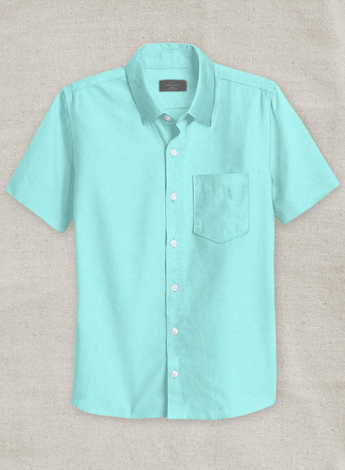 Aqua Blue Stretch Poplene Shirt