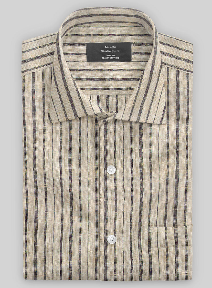 Beige Stripe Linen Shirt