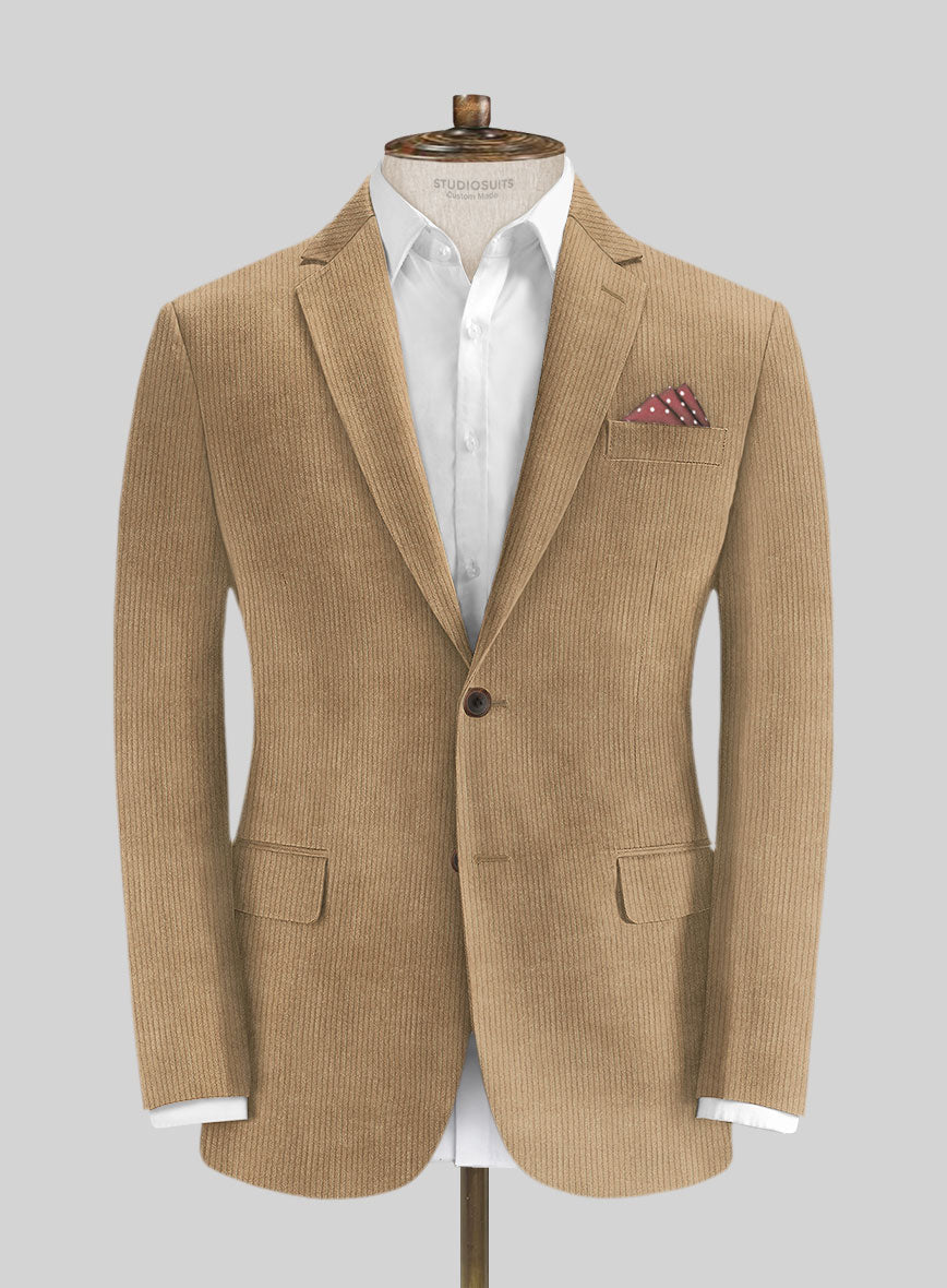 Beige Thick Stretch Corduroy Jacket