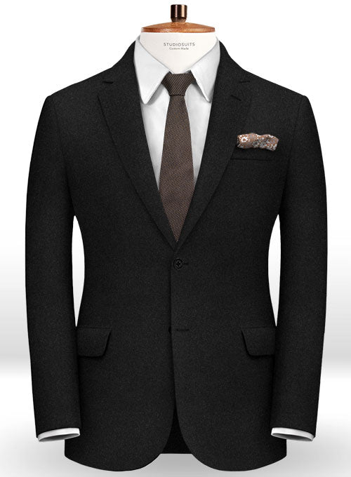 Black Flannel Wool Suit