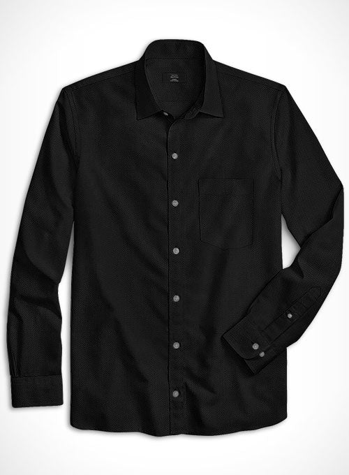 Black Herringbone Cotton Shirt