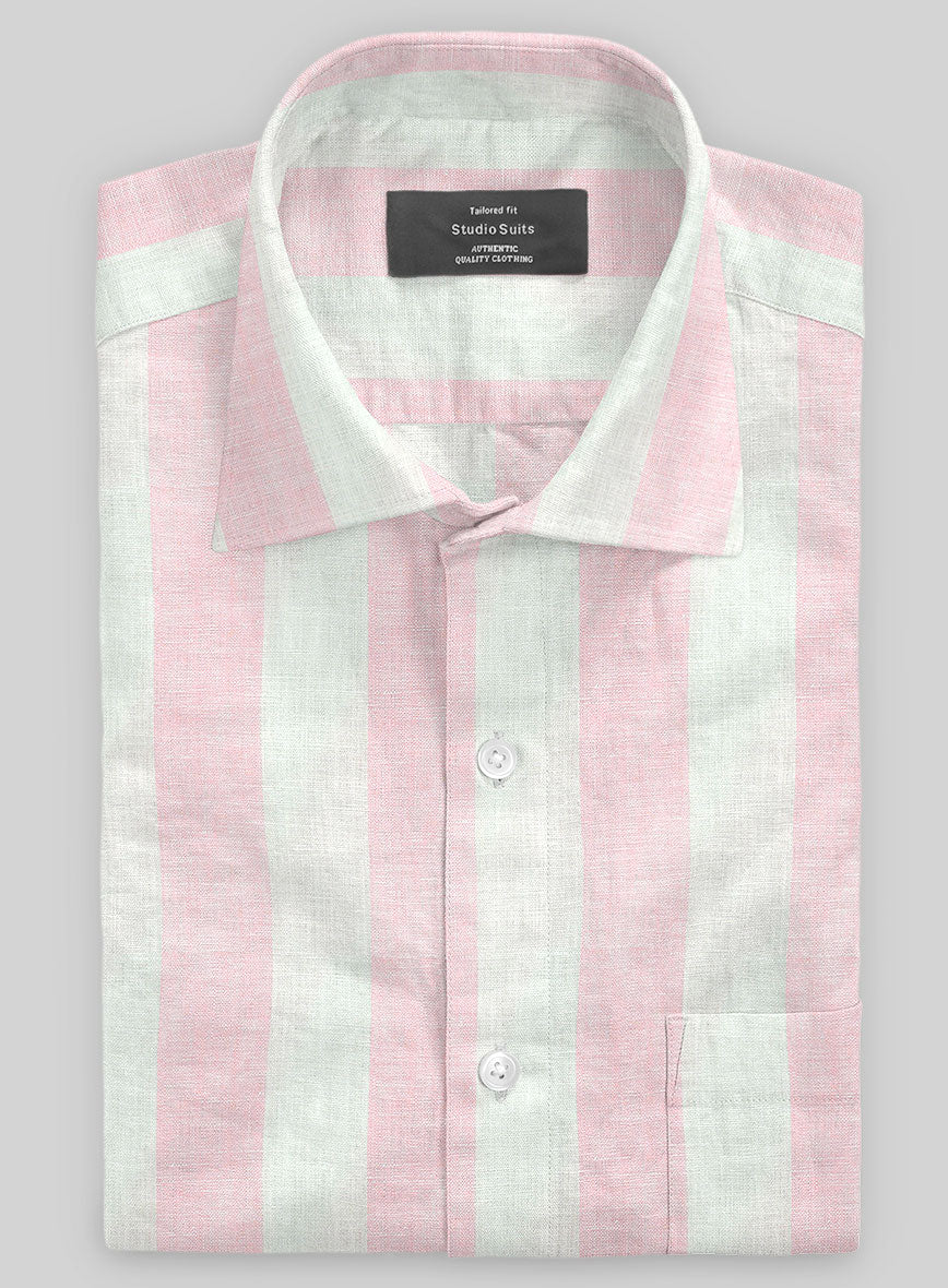 Blush Wide Stripe Linen Shirt