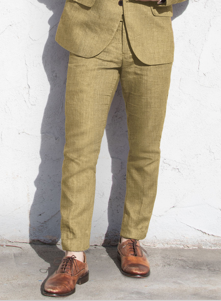 British Khaki Pure Linen Pants