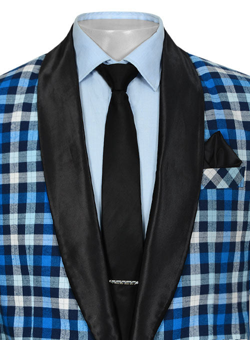 Brushed Zoe Blue Plaid Tuxedo Jacket