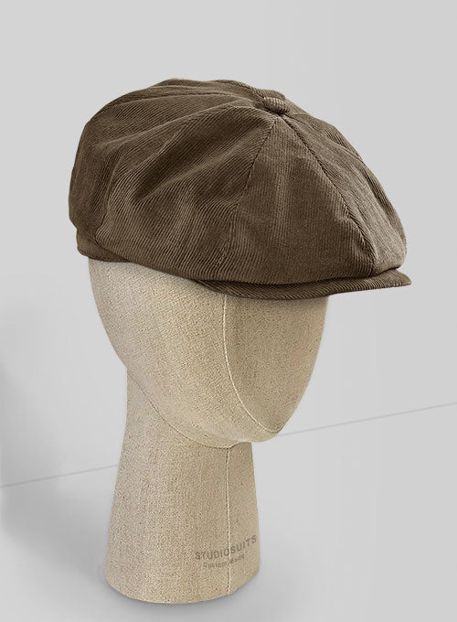 Brown Stretch Corduroy Newsboy Cap