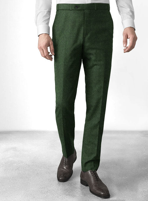 Bottle Green Flannel Wool Pants