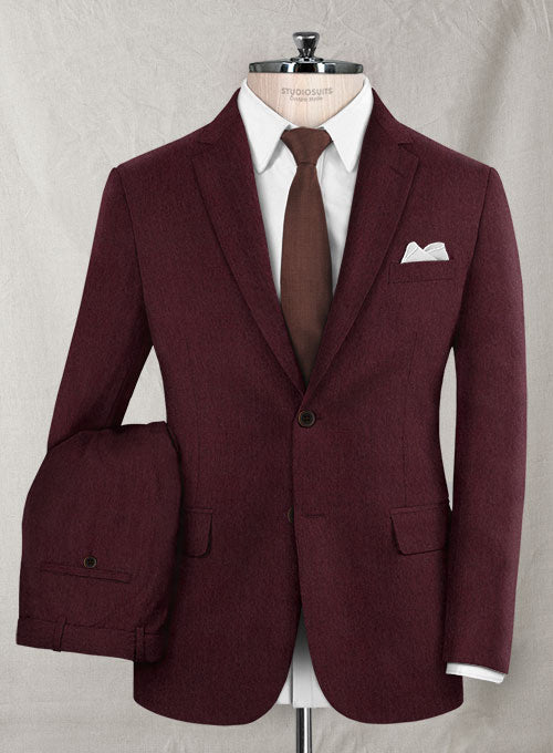 Burgundy Flannel Wool Suit