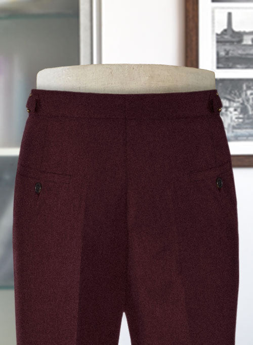 Burgundy Highland Flannel Wool Trousers