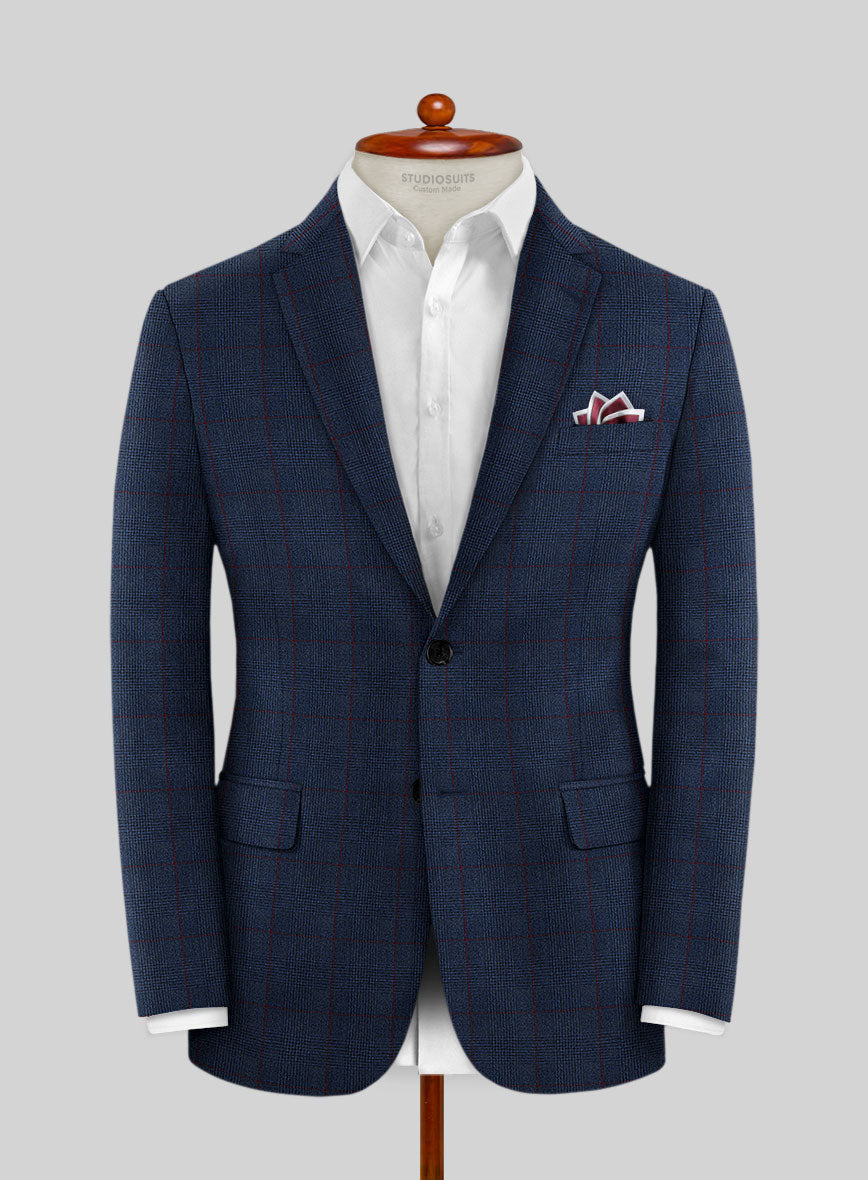 Caccioppoli Lavide Glen Blue Wool Jacket