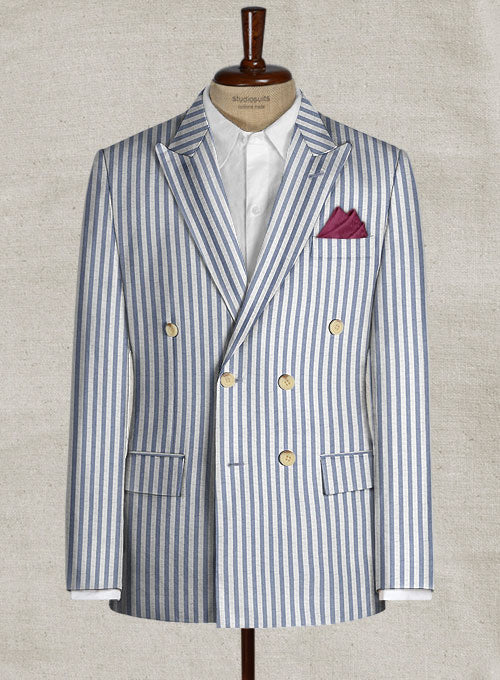 Caccioppoli Seersucker Blue Stripe Jacket