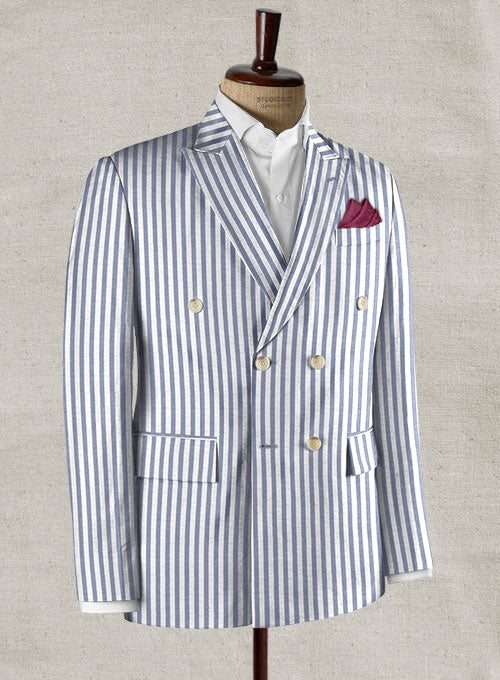 Caccioppoli Seersucker Blue Stripe Jacket