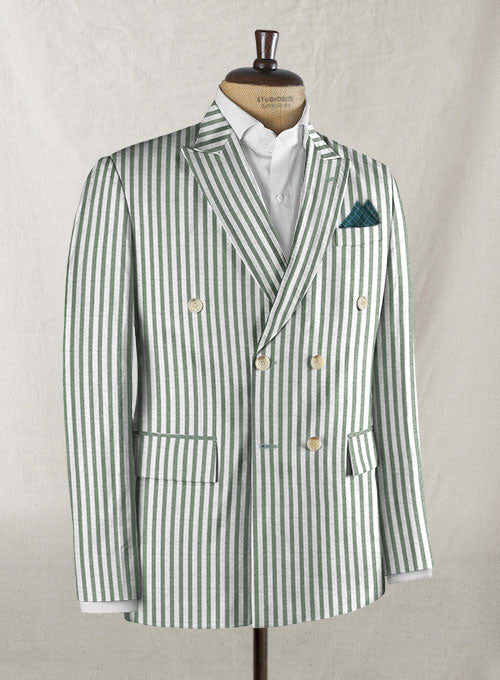 Caccioppoli Seersucker Green Stripe Suit