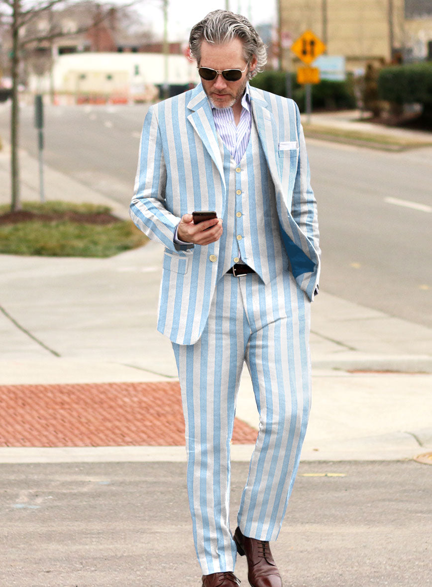 Campari Blue Stripe Linen Suit