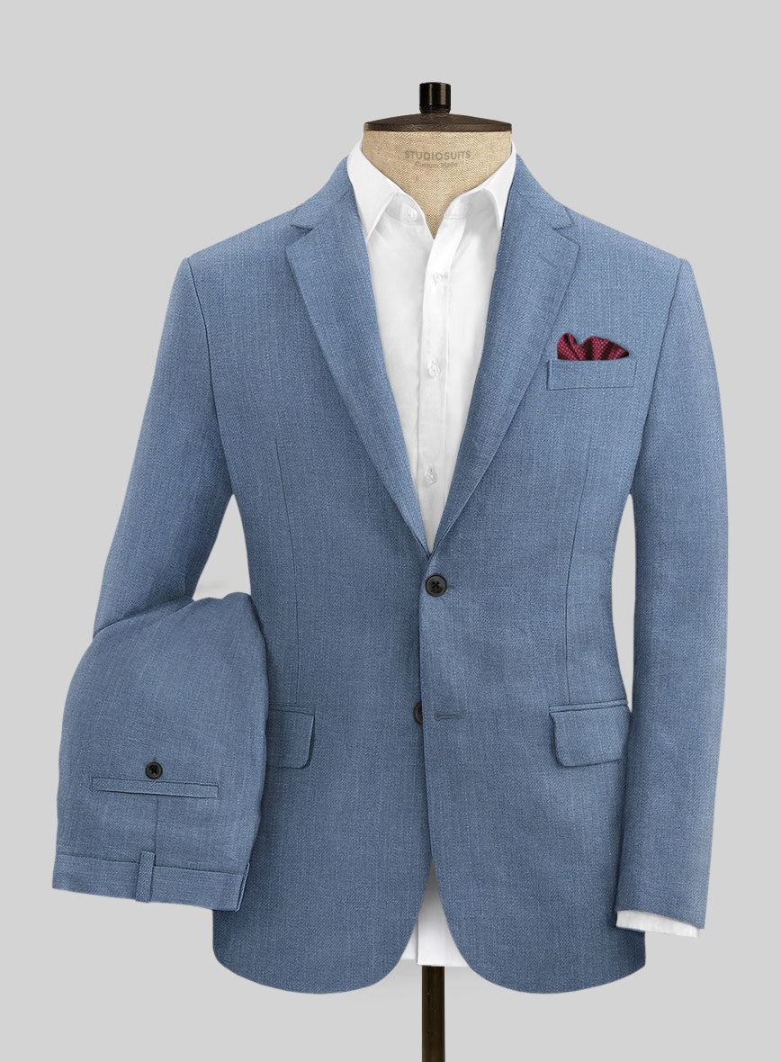 Campari Field Blue Linen Suit