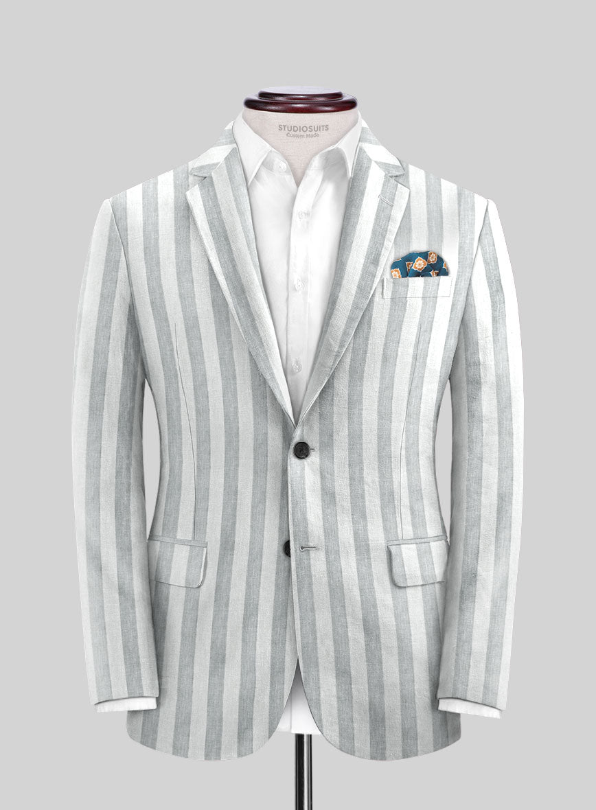 Campari Gray Stripe Linen Jacket