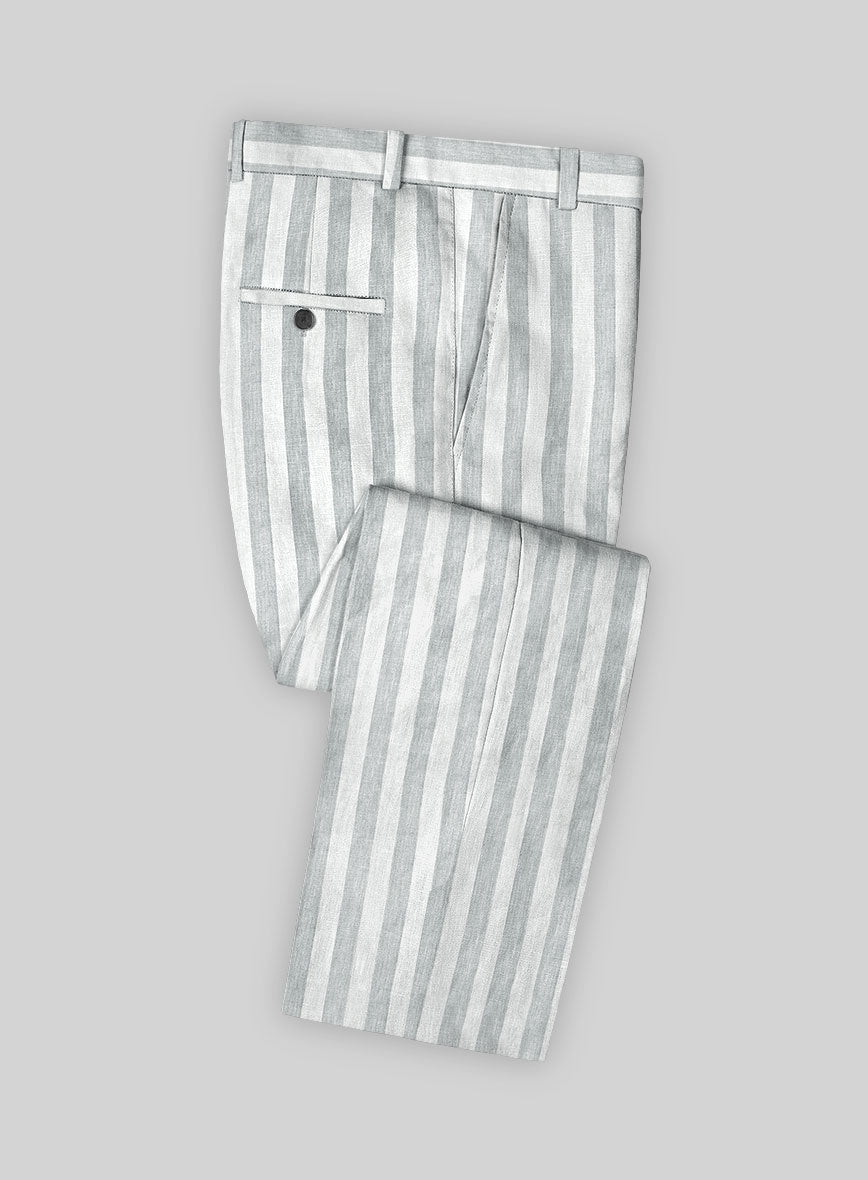 Campari Gray Stripe Linen Pants