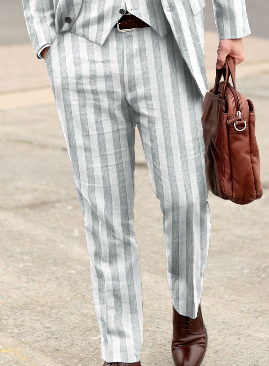 Campari Gray Stripe Linen Pants