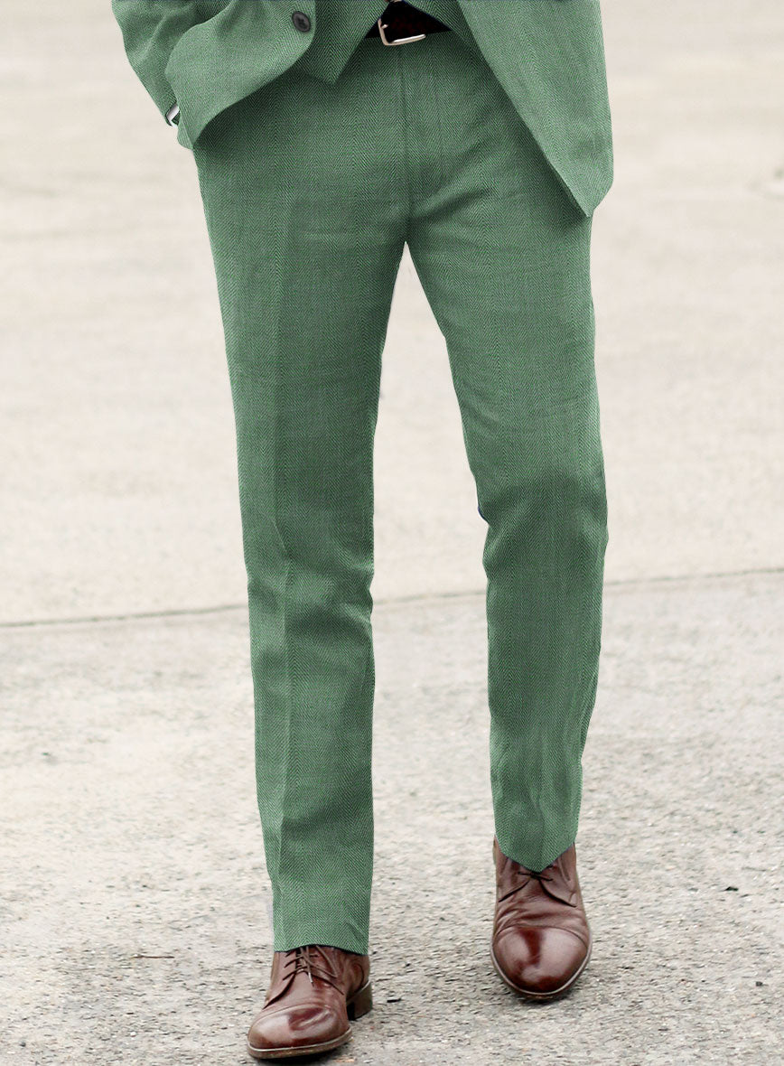 Campari Green Dobby Linen Pants