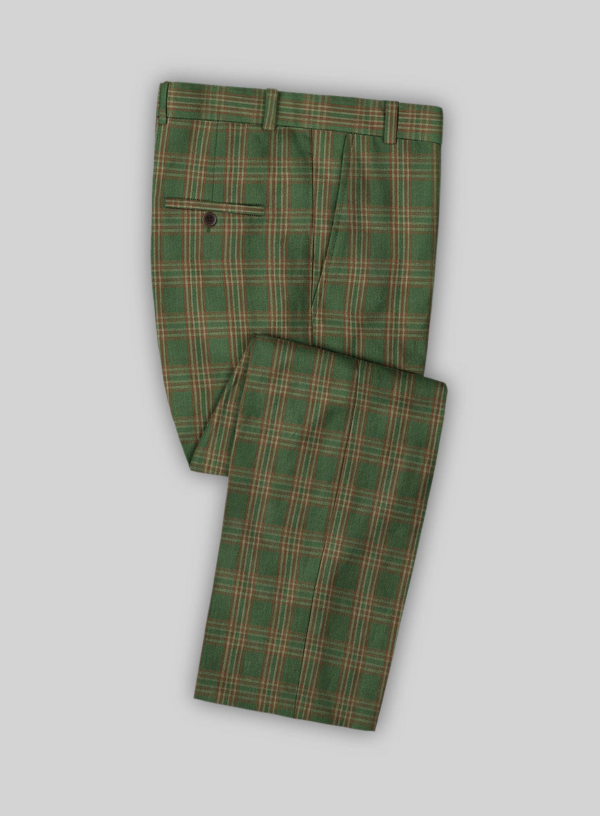 Campari Green Knight Checks Linen Suit