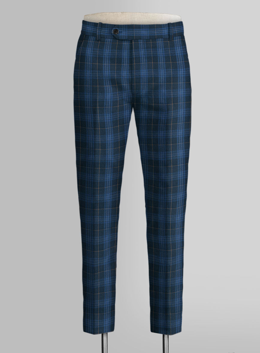 Campari Jet Blue Checks Linen Suit