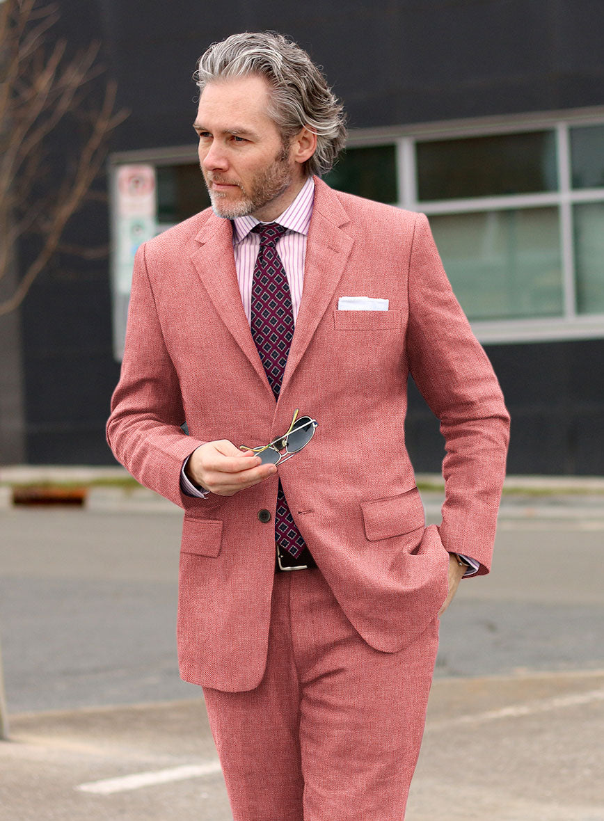 Campari Pink Dobby Linen Suit