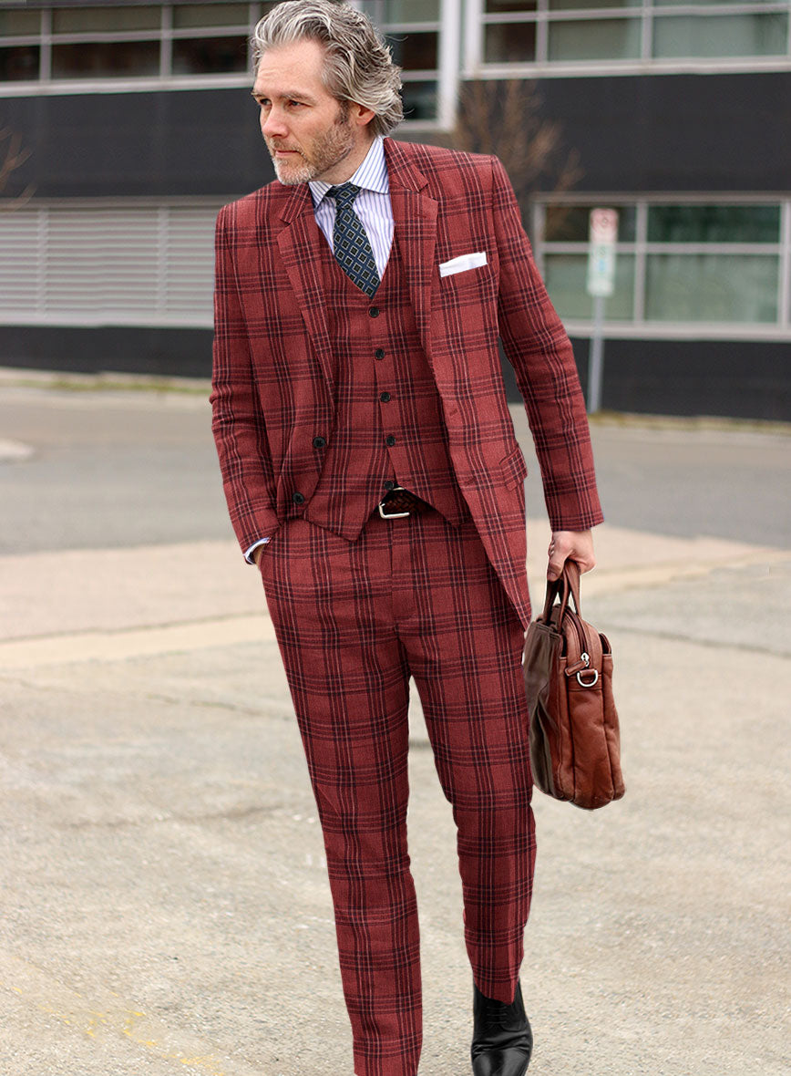 Campari Red Robin Checks Linen Suit