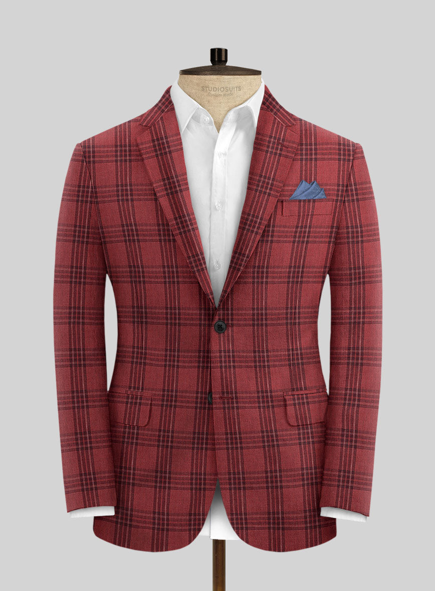 Campari Red Robin Checks Linen Suit