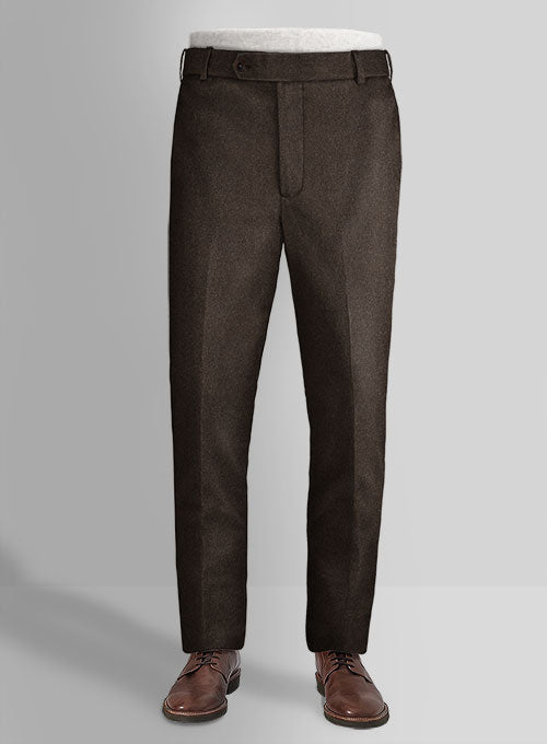 Coffee Brown Flannel Wool Pants