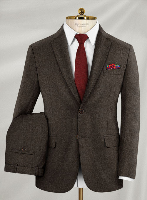 Coffee Brown Flannel Wool Suit