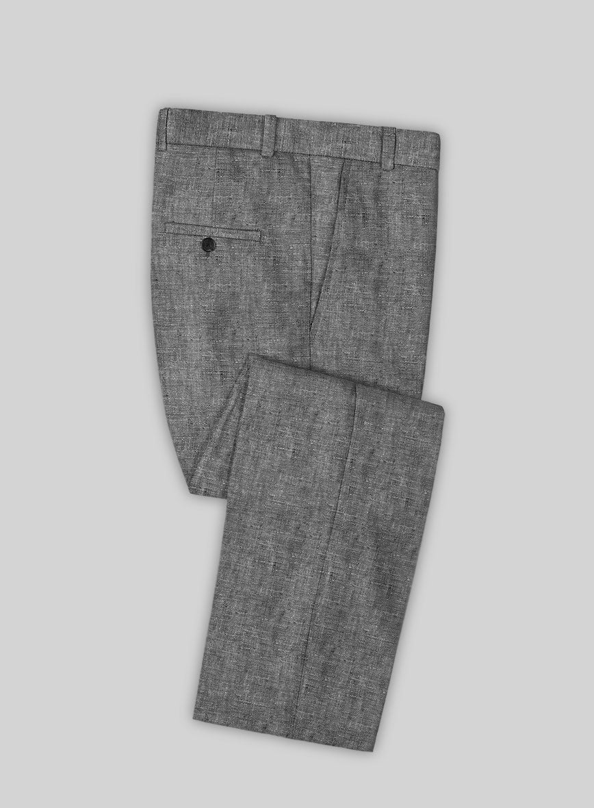 Chambray Black Pure Linen Pants