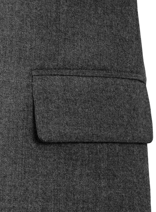 Charcoal Flannel Wool Suit- Ready Size