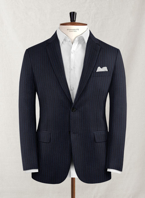 Charles Clayton Iada Blue Stripe Wool Cashmere Jacket