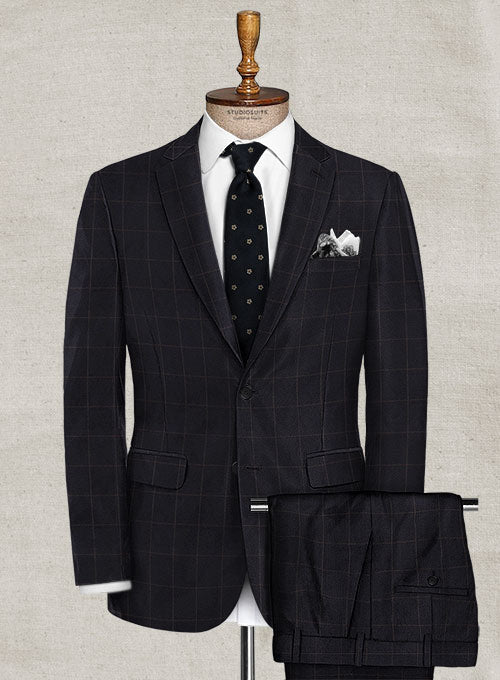 Charles Clayton Luizz Black Checks Wool Suit