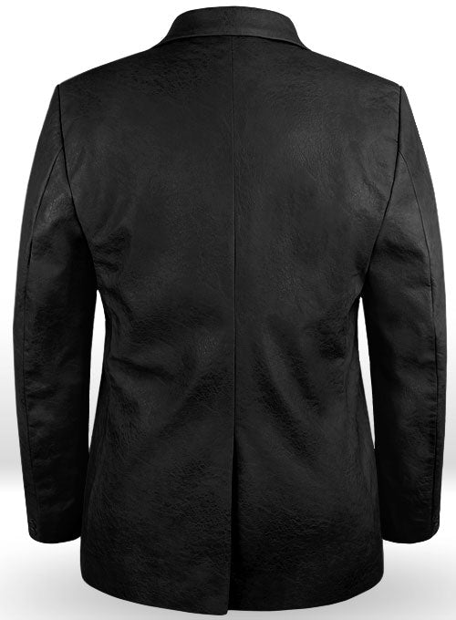 Classic Black Stretch Pleather Blazer