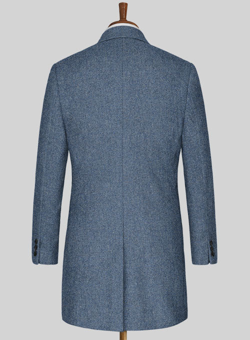 Classic Blue Denim Tweed Overcoat