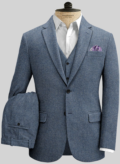 Classic Blue Denim Tweed Suit