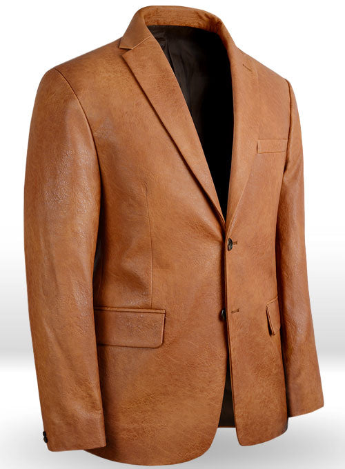 Classic Tan Faux Leather Blazer