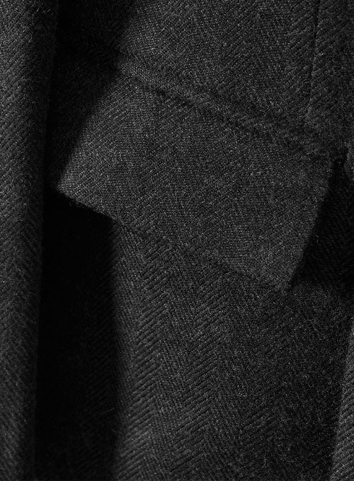 Charcoal Herringbone Tweed Double Breasted Overcoat II